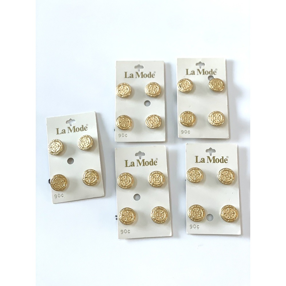 VINTAGE La Mode Buttons #59303 Size 24 5/8" Gold 20 Buttons Made In USA